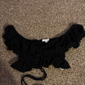 Better Be Black Ruffled Crop Top